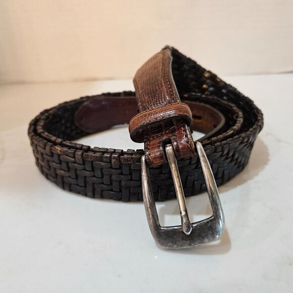 Brighton Men's Brown & Black Leather Braided Belt size 38 P4100 - Picture 8 of 11